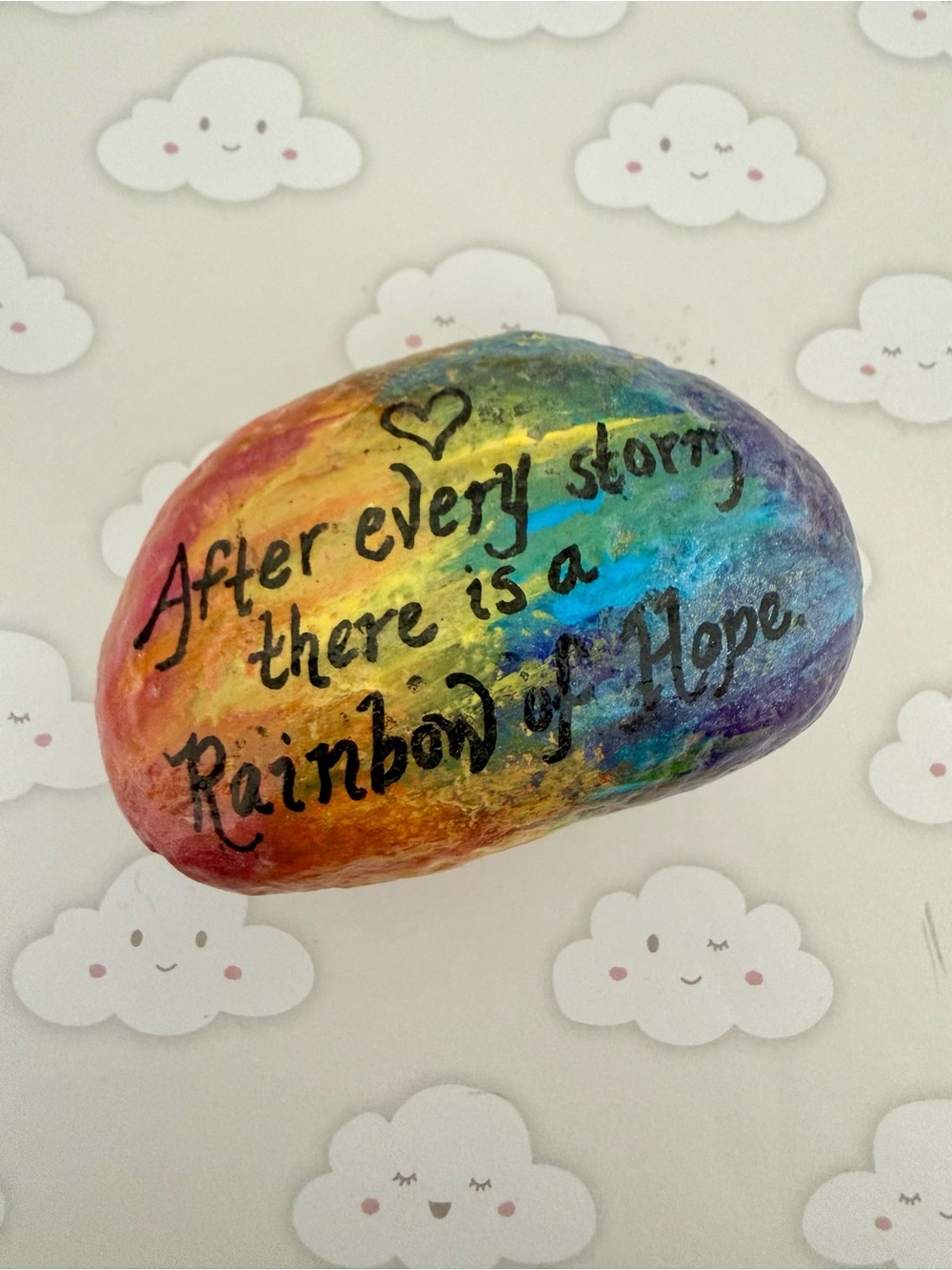 🌈 Handmade Hand Painted Garden Stone Rainbow of Hope 🌈